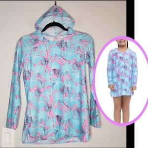 Coolibar Girl's Seacoast Swim Cover-Up Hooded Dress UPF 50+ Size Large